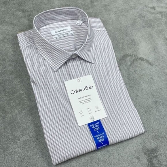Calvin Klein Other - Calvin Klein Mens Tech Active Stretch Plaid Dress Shirt  Size 16-16.5 L a0025